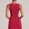 Top de cuello cuadrado Veya en rojo cereza
