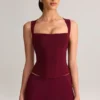 Top de cuello cuadrado Vivee Modal en color vino
