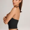 Top de cuello halter Aviora Modal en negro