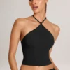 Top de cuello halter Aviora Modal en negro