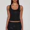 Top de jersey con cuello redondo y espalda nadadora con adornos Aine en negro