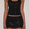 Top de jersey con cuello redondo y espalda nadadora con adornos Aine en negro