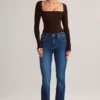 Top de manga larga con cuello cuadrado Kaia Modal en marrón chocolate