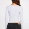 Top de manga larga con fruncidos de modal acanalado Luisa en gris