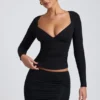 Top de manga larga con fruncidos Emry Modal en negro