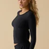 Top de manga larga Soft Active en negro