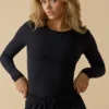 Top de manga larga Soft Active en negro