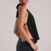 Top drapeado con cuello vuelto Zenna en negro