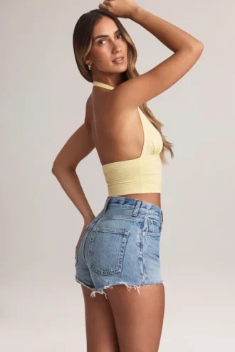 Top Drew de modal con cuello halter en color Lemon Sherbet