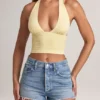Top Drew de modal con cuello halter en color Lemon Sherbet