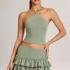 Top halter de modal Aviora en verde salvia