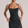 Top largo con cuello halter Vita  en negro