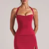 Top largo con cuello halter Vita en rojo cereza