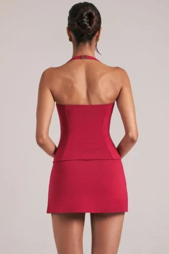 Top largo con cuello halter Vita en rojo cereza