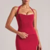 Top largo con cuello halter Vita en rojo cereza