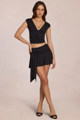 Falda-pantalón Evelique de talle medio en negro