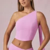 Top Rae de un solo hombro con detalle de pañuelo en rosa orquídea