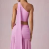 Top Rae de un solo hombro con detalle de pañuelo en rosa orquídea