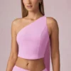 Top Rae de un solo hombro con detalle de pañuelo en rosa orquídea