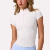 Top Soft Active con cremallera de un cuarto en color Milk