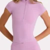 Top Soft Active con cremallera de un cuarto en rosa dulce