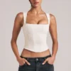 Top Vivee de modal con cuello cuadrado en color marfil