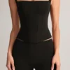 Top Vivee de modal con cuello cuadrado en negro