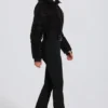 Traje de esquí impermeable con cinturón y capas en leopardo negro