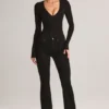 Vaqueros acampanados de talle medio Lone Denim en negro