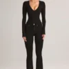 Vaqueros acampanados de talle medio Lone Denim en negro