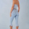 Vaqueros capri de cintura media Landon en denim claro