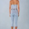 Vaqueros capri de cintura media Landon en denim claro