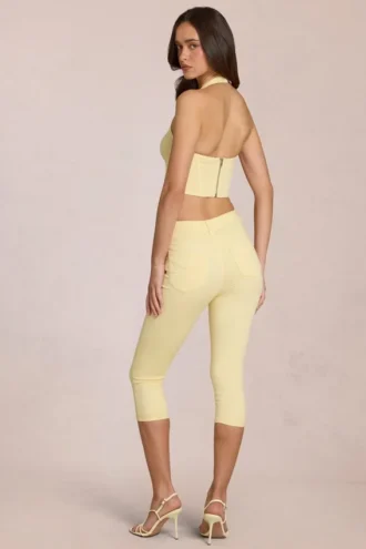 Vaqueros capri de talle medio Anessa en amarillo limón