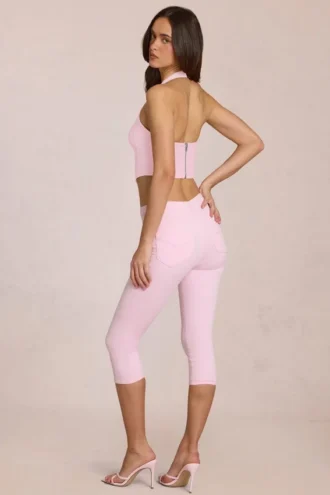 Vaqueros capri de talle medio Anessa en rosa flor