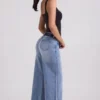 Vaqueros Jeylan de talle bajo y pierna ancha en lavado vintage