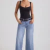 Vaqueros Jeylan de talle bajo y pierna ancha en lavado vintage
