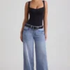 Vaqueros Jeylan de talle bajo y pierna ancha en lavado vintage