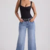 Vaqueros Jeylan de talle bajo y pierna ancha en lavado vintage