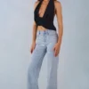 Vaqueros Lorielle de talle medio y corte recto en denim claro