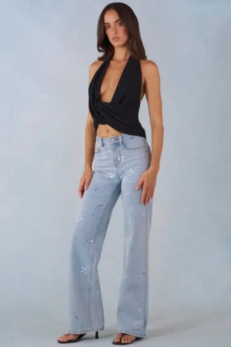 Vaqueros Lorielle de talle medio y corte recto en denim claro