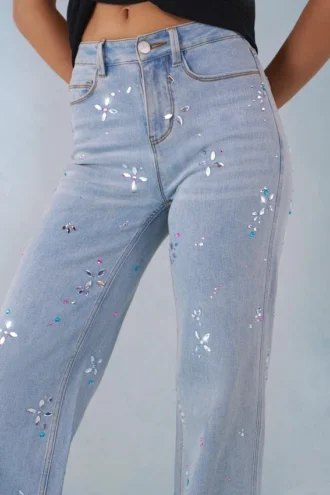 Vaqueros Lorielle de talle medio y corte recto en denim claro