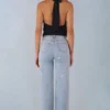 Vaqueros Lorielle de talle medio y corte recto en denim claro