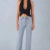 Vaqueros Lorielle de talle medio y corte recto en denim claro