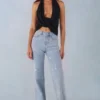 Vaqueros Lorielle de talle medio y corte recto en denim claro