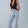 Vaqueros Lorielle de talle medio y corte recto en denim claro