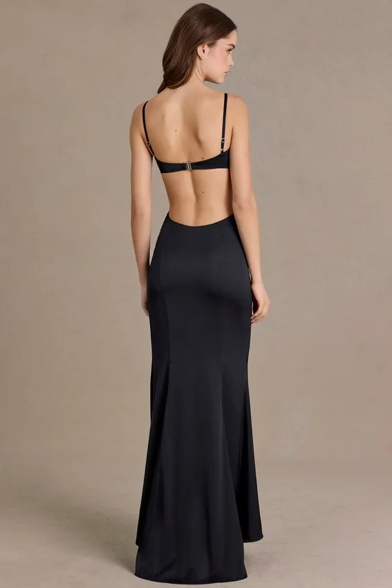 Vestido bralette con adornos de satén Fleurine en negro Vestido bralette con adornos de satén Fleurine en negro