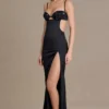 Vestido bralette con adornos de satén Fleurine en negro Vestido bralette con adornos de satén Fleurine en negro
