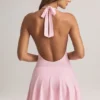 Vestido Brooke de corte en A con cuello halter en modal, color rosa pastel Vestido Brooke de corte en A con cuello halter en modal, color rosa pastel