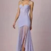 Vestido corsé asimétrico con fruncidos Haruna en color lila Vestido corsé asimétrico con fruncidos Haruna en color lila
