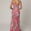 Vestido corsé asimétrico con fruncidos Haruna en estampado floral difuminado Vestido corsé asimétrico con fruncidos Haruna en estampado floral difuminado